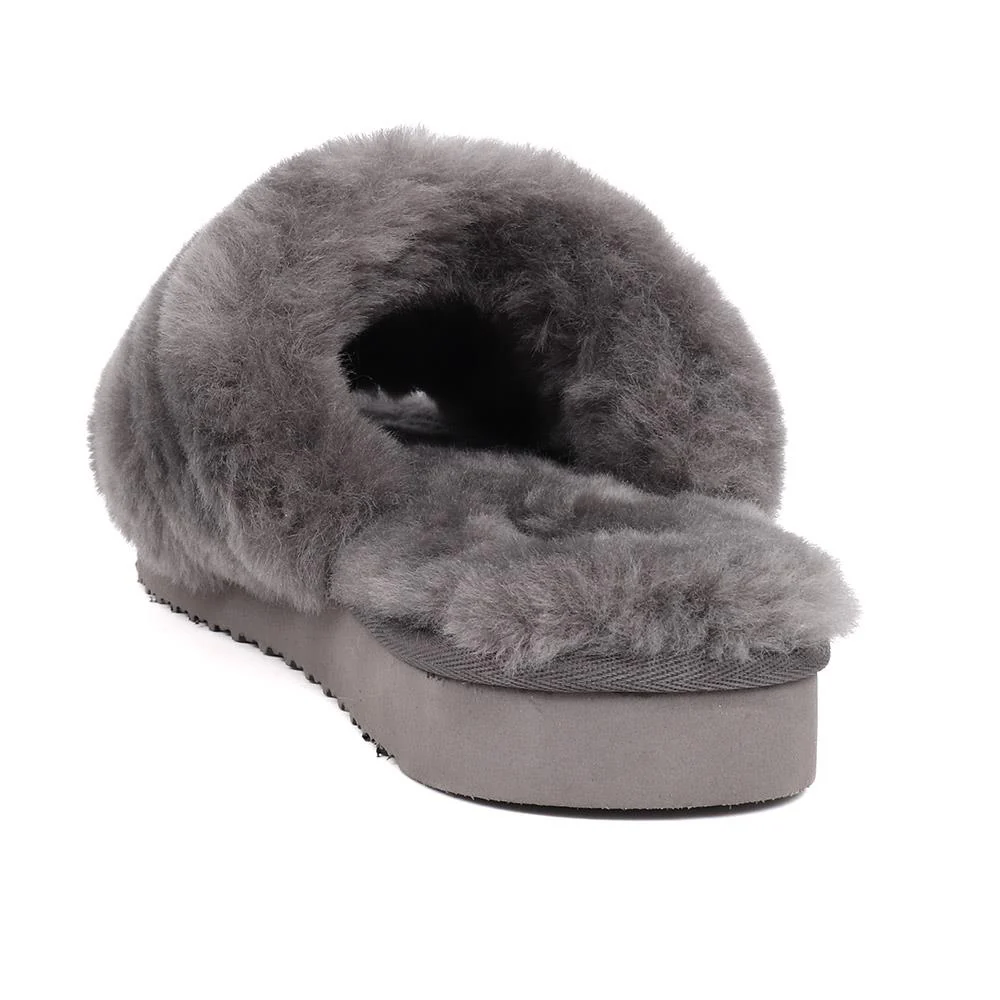 Falonda Faux-Fur Slippers - FALONDA / 326 074 - Grey - Image 3