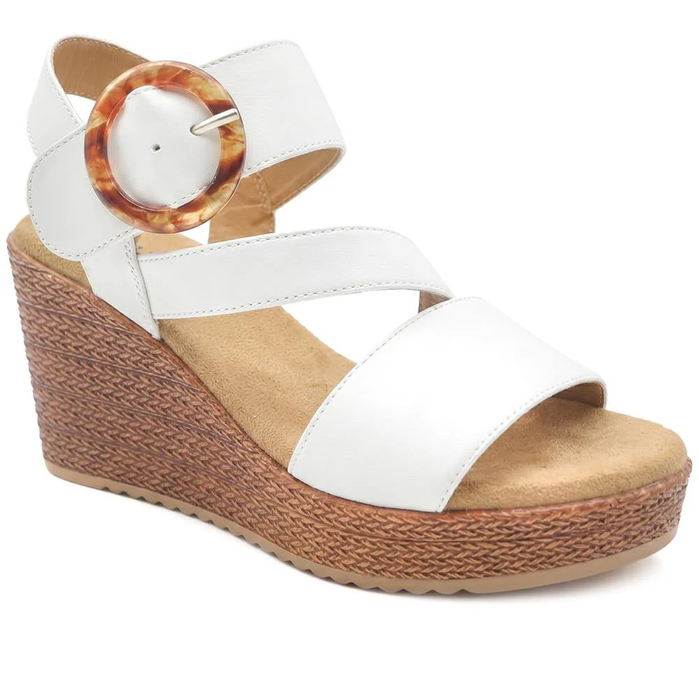 Fashionable Woven Wedge Heel Sandals - WBINS43050 / 329 120 - White