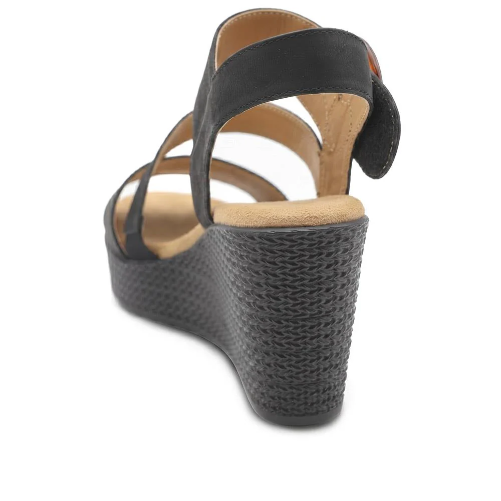 Fashionable Woven Wedge Heel Sandals - WBINS43050 / 329 120 - Black - Image 4
