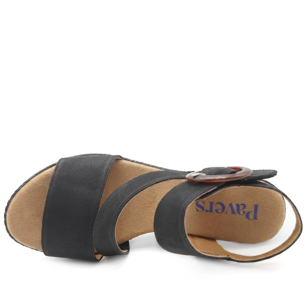 Fashionable Woven Wedge Heel Sandals - WBINS43050 / 329 120 - Black - Image 5
