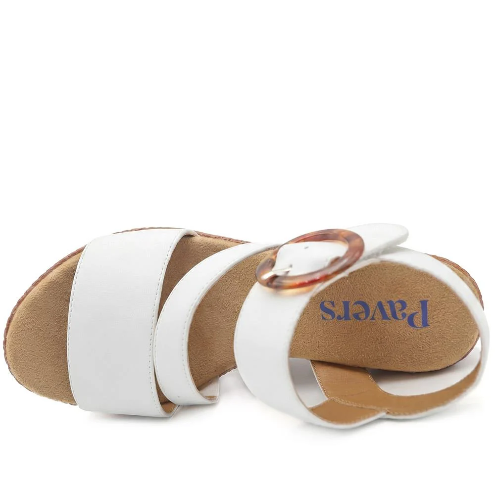Fashionable Woven Wedge Heel Sandals - WBINS43050 / 329 120 - White - Image 5
