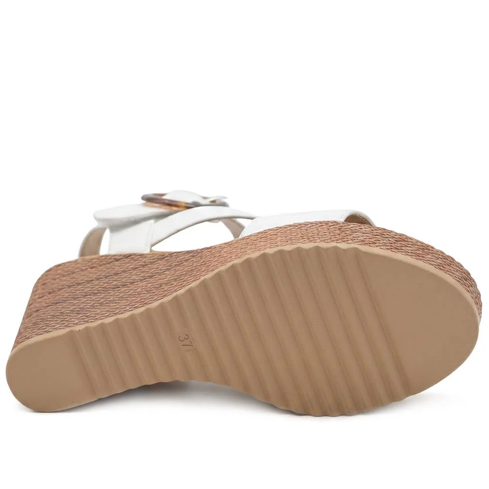 Fashionable Woven Wedge Heel Sandals - WBINS43050 / 329 120 - White - Image 6