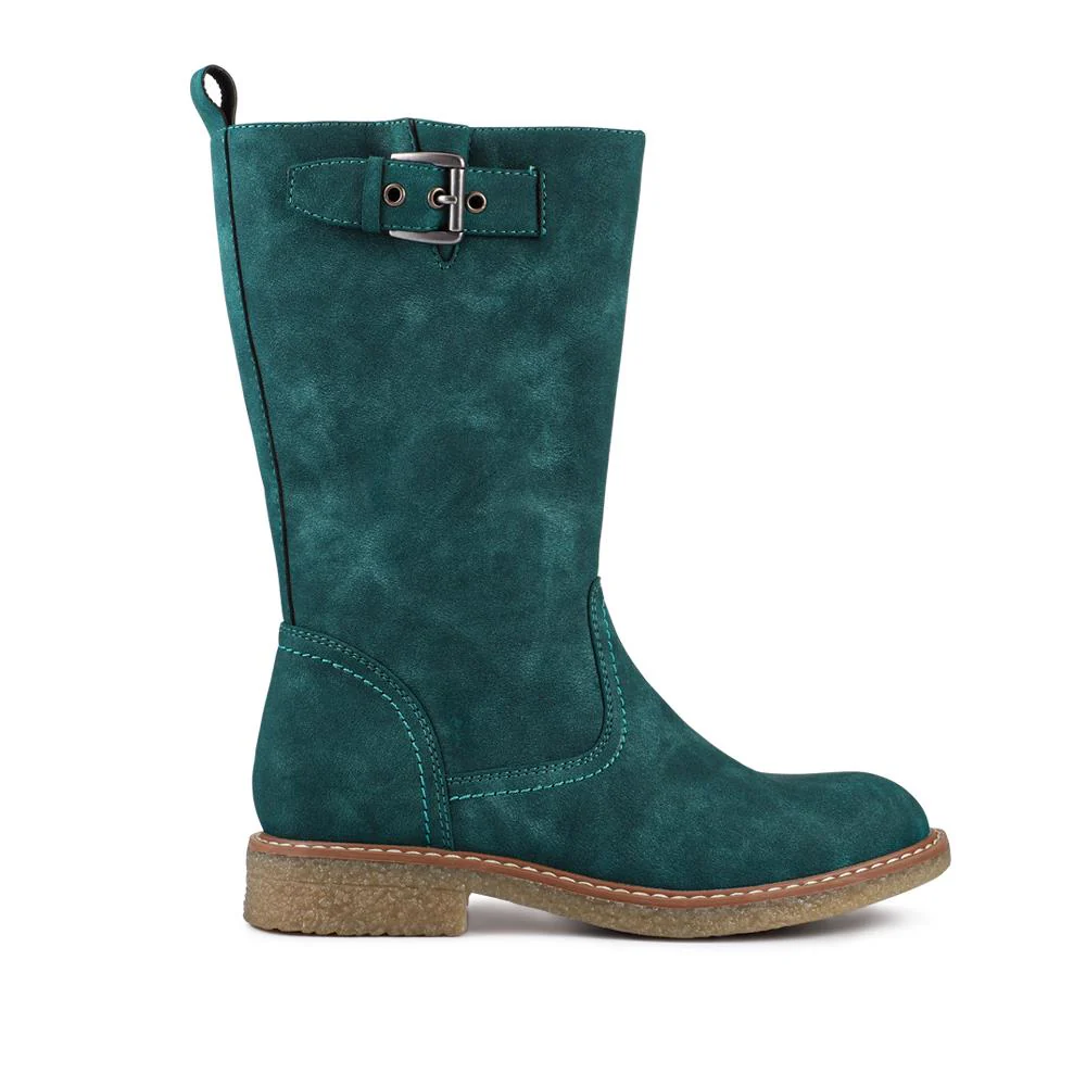Fashionable Zip Up Calf Length Boots - WBINS42104 / 328 451 - Teal - Image 3