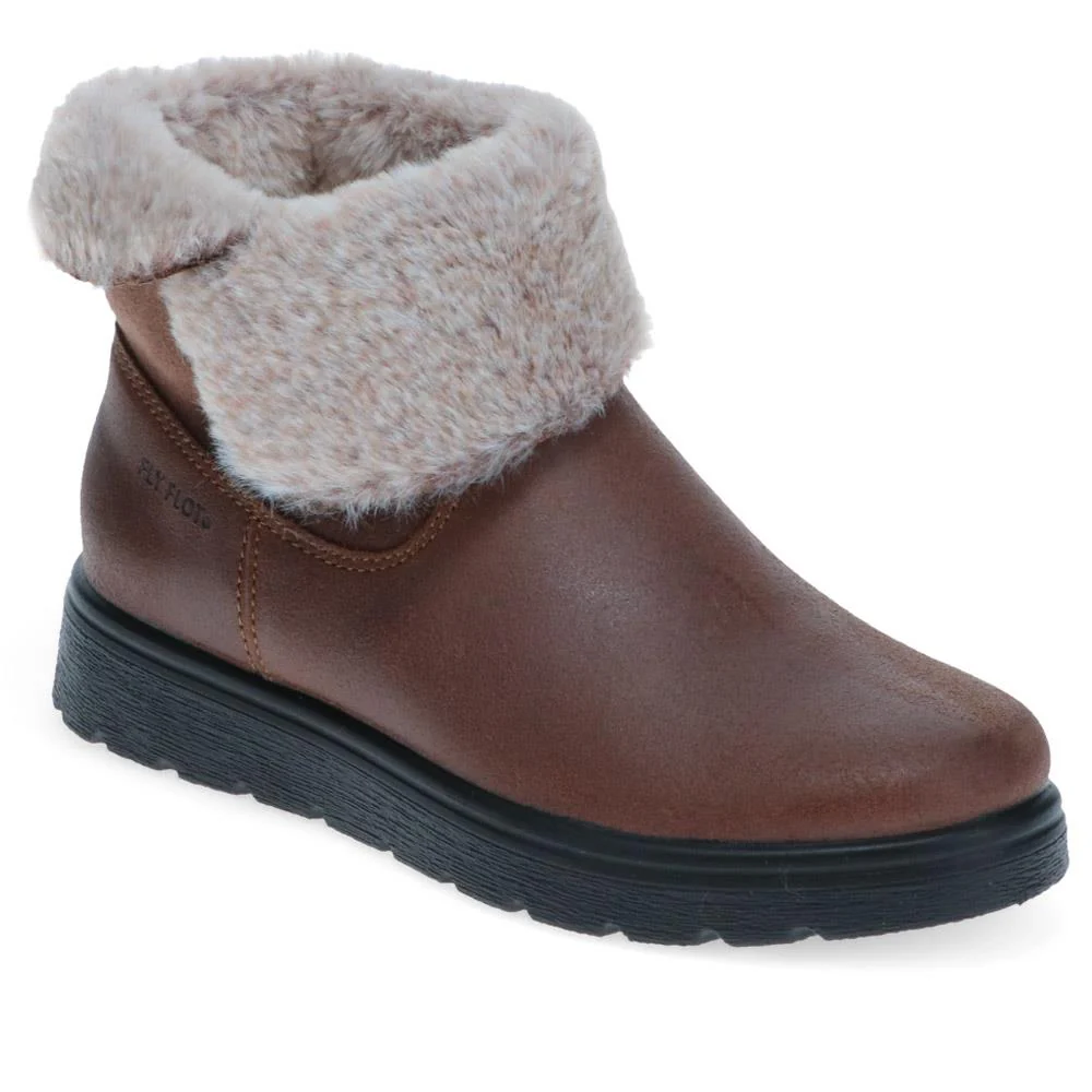 Faux-Fur Ankle Boots - FLY40039 / 325 641 - Brown