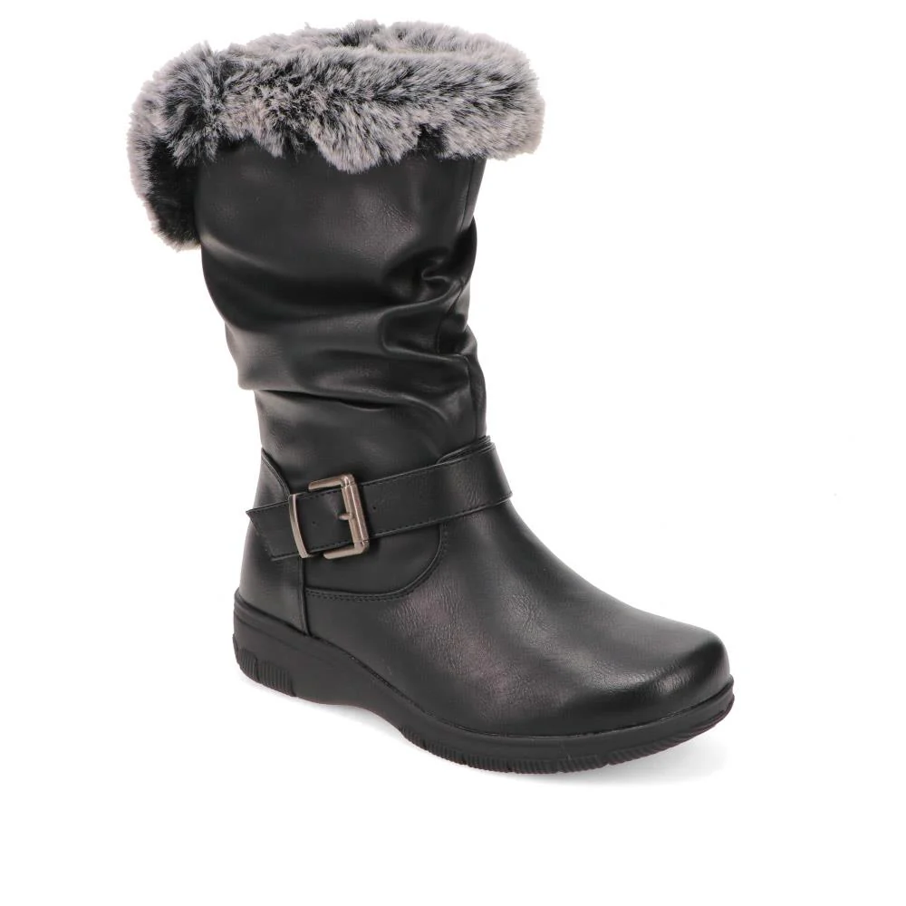 Faux-Fur Cuff Long Boots - AURRORA / 326 600 - Black