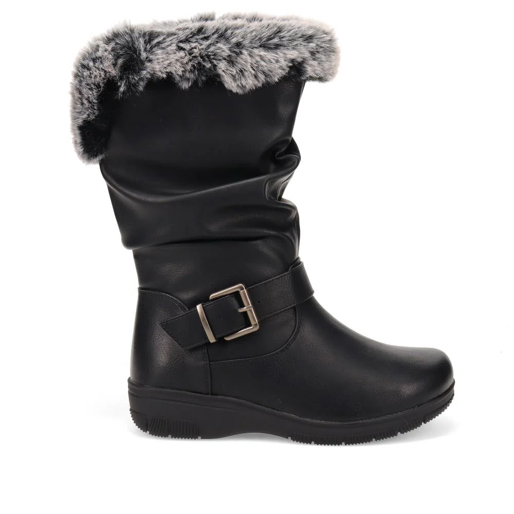 Faux-Fur Cuff Long Boots - AURRORA / 326 600 - Black - Image 2