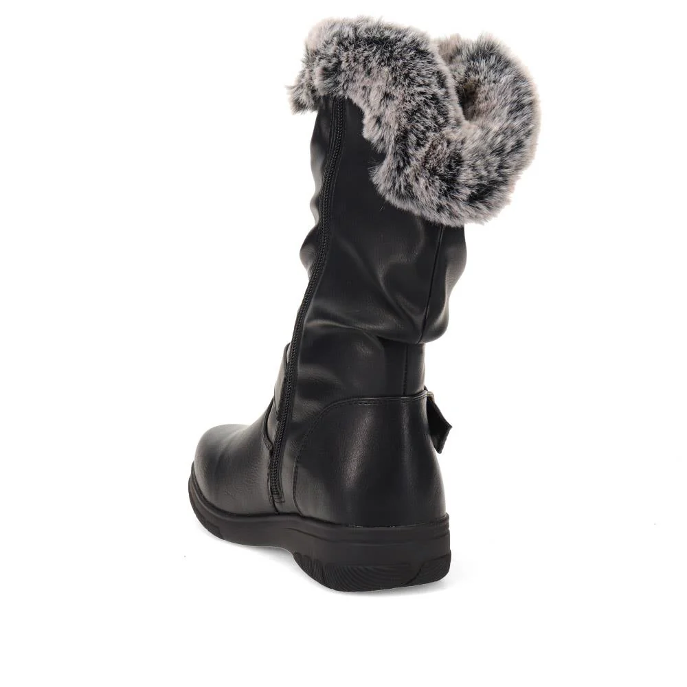 Faux-Fur Cuff Long Boots - AURRORA / 326 600 - Black - Image 3