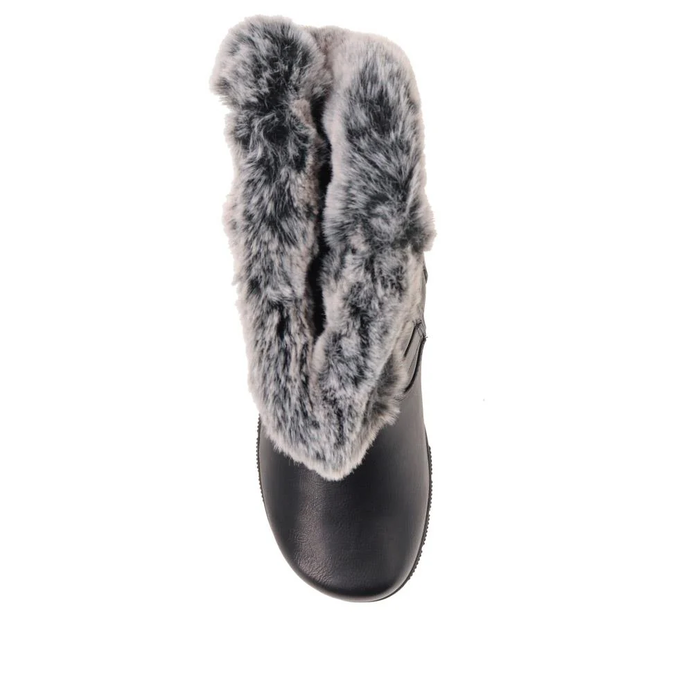 Faux-Fur Cuff Long Boots - AURRORA / 326 600 - Black - Image 5