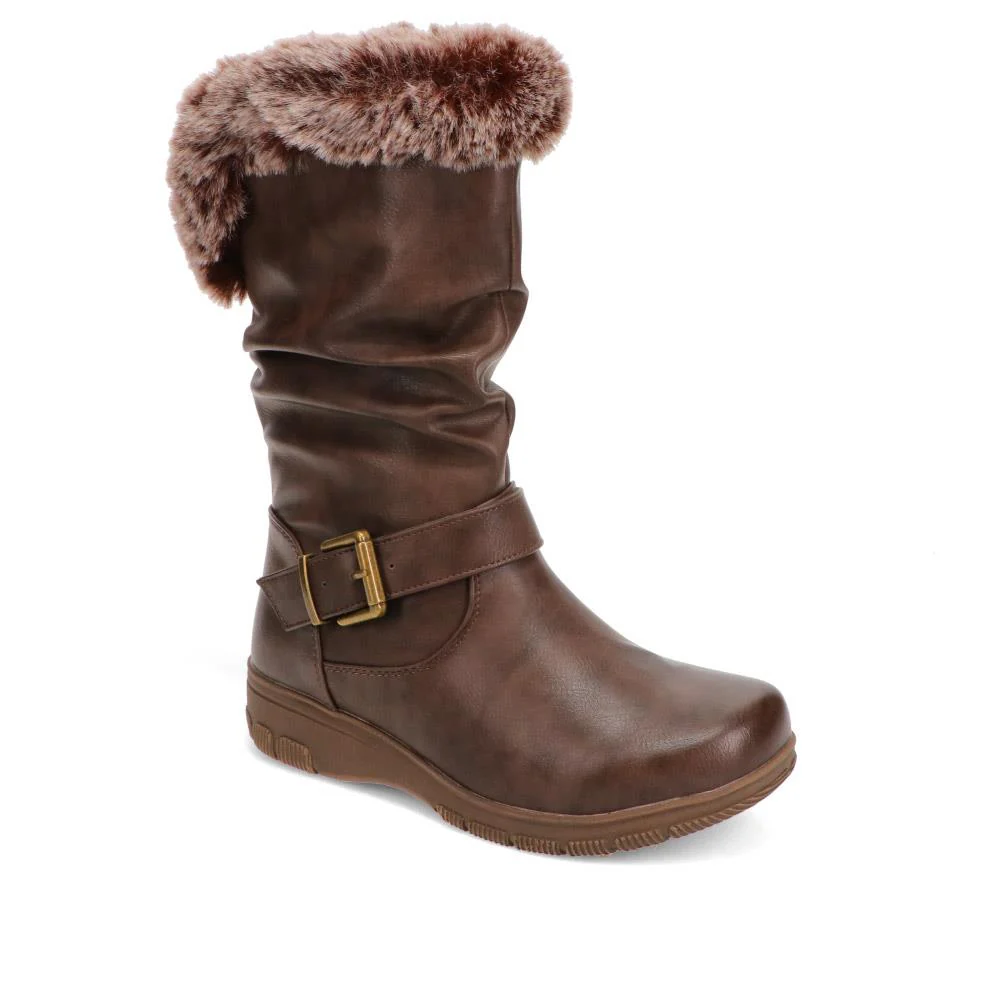 Faux-Fur Cuff Long Boots - AURRORA / 326 600 - Brown