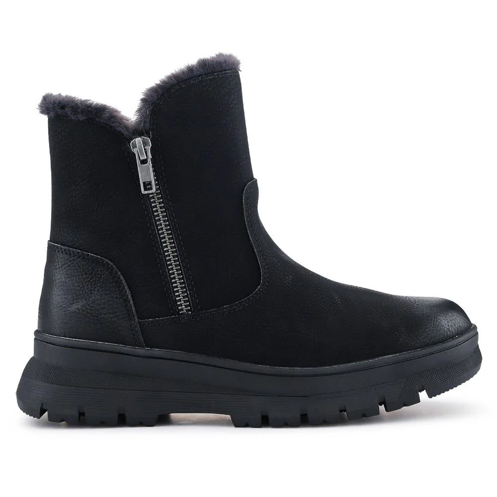 Faux-Fur-Lined Ankle Boots - SUPRE40013 / 326 256 - Black - Image 2