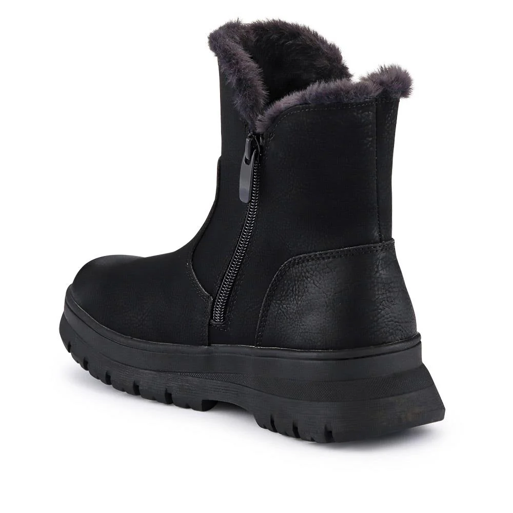 Faux-Fur-Lined Ankle Boots - SUPRE40013 / 326 256 - Black - Image 3