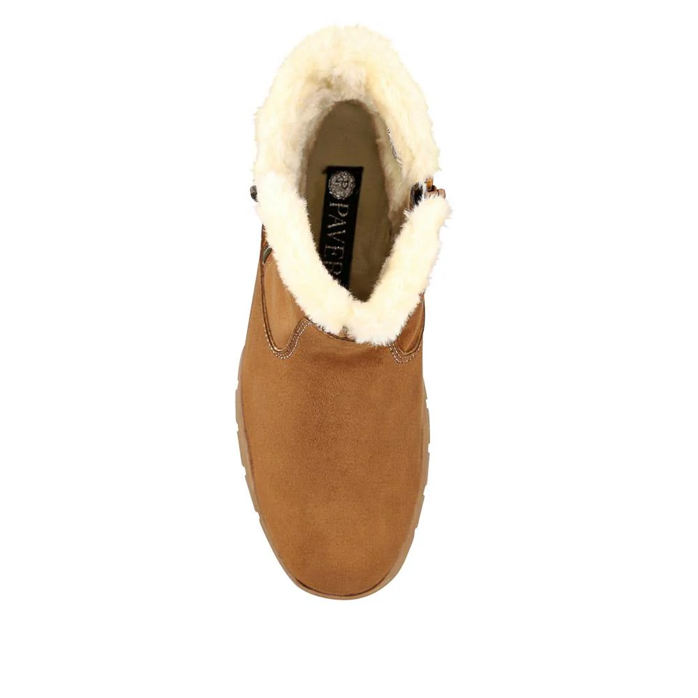 Faux Fur-Lined Ankle Boots - SUPRE40013 / 326 256 - Tan - Image 4