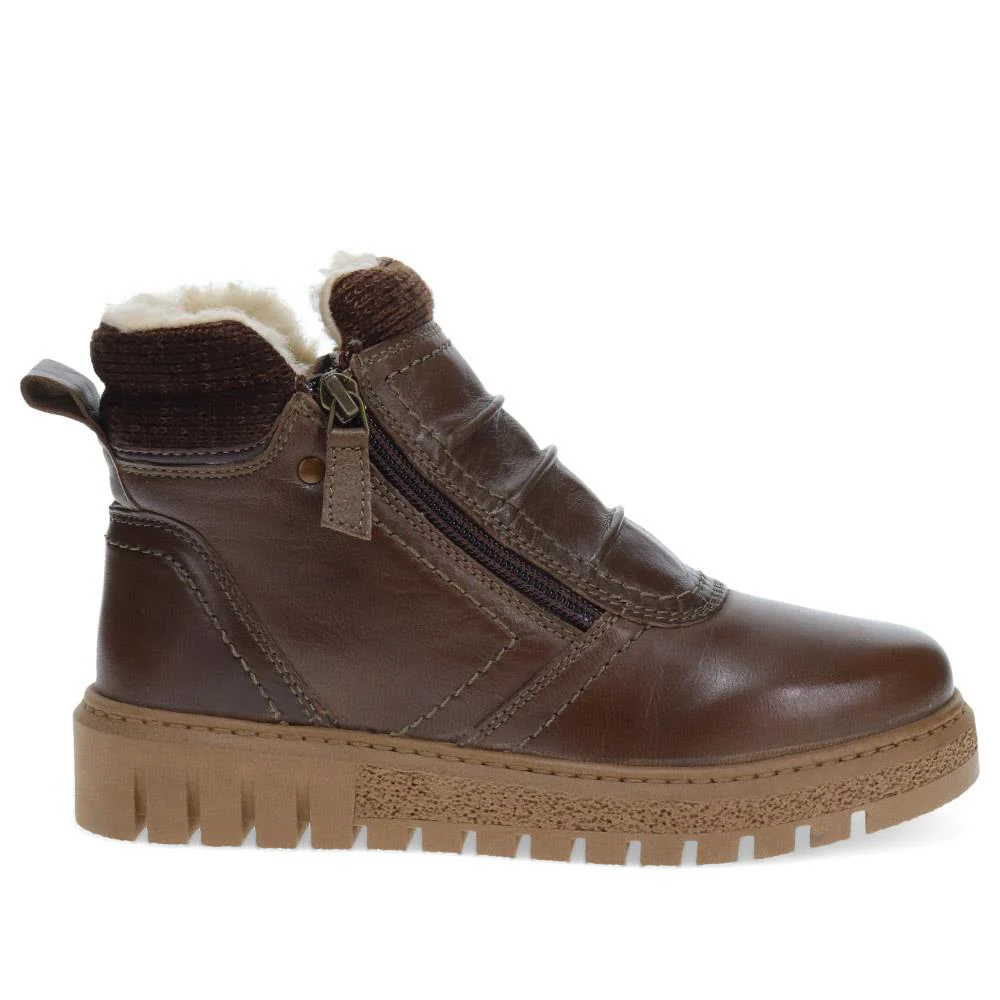 Faux-Fur-Lined Leather Boots  - TEJ40007 / 326 419 - Khaki - Image 2
