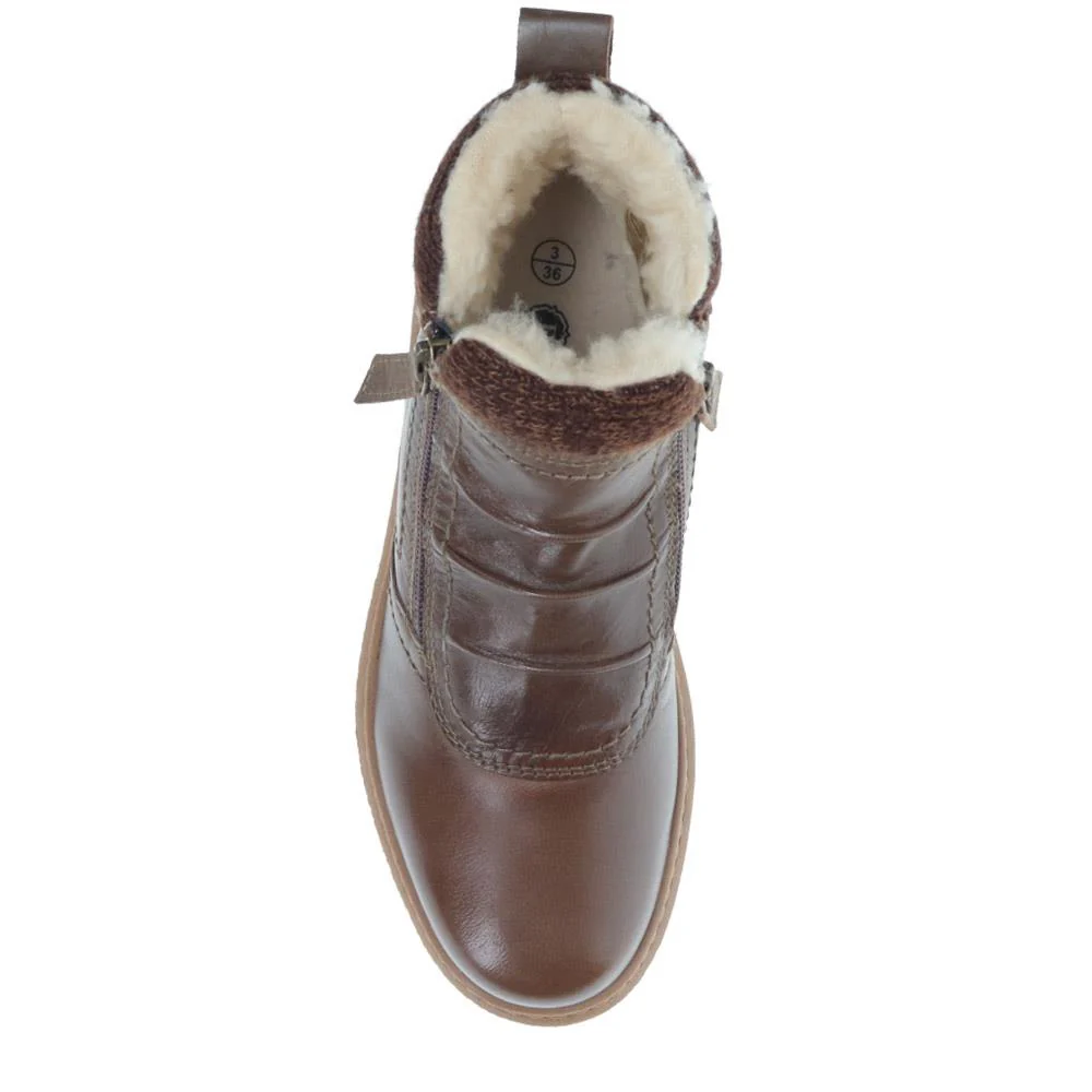 Faux-Fur-Lined Leather Boots  - TEJ40007 / 326 419 - Khaki - Image 5