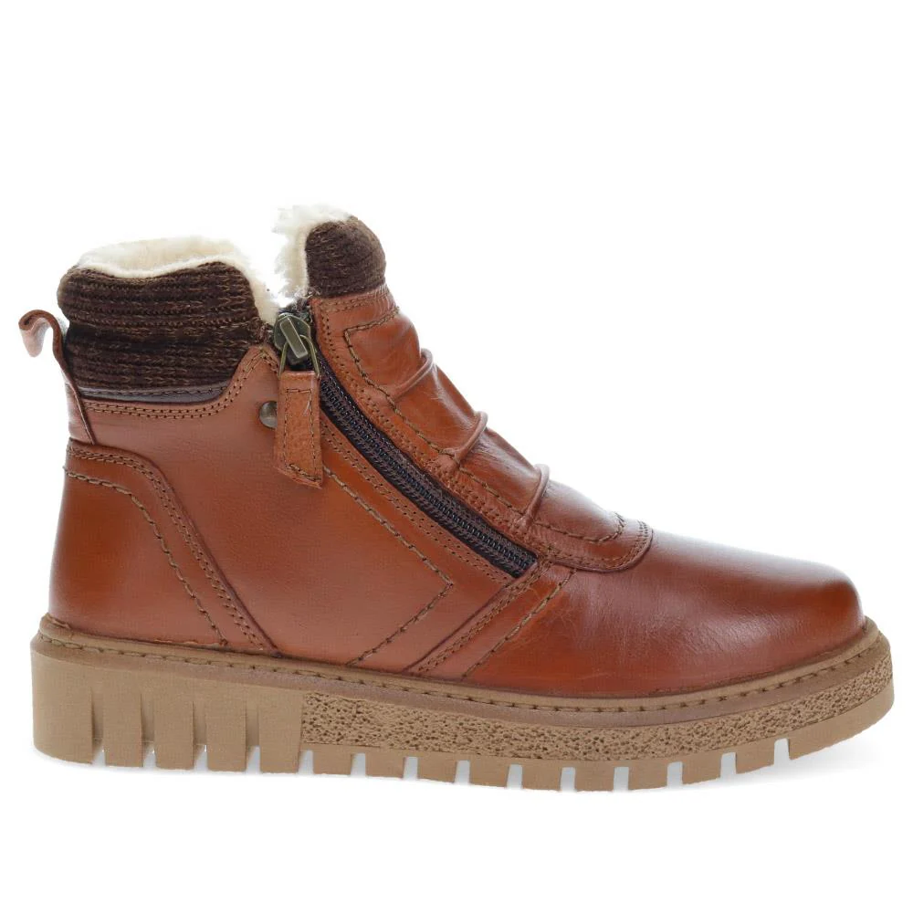 Faux-Fur-Lined Leather Boots - TEJ40007 / 326 419 - Tan - Image 2