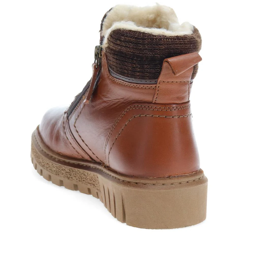Faux-Fur-Lined Leather Boots - TEJ40007 / 326 419 - Tan - Image 3