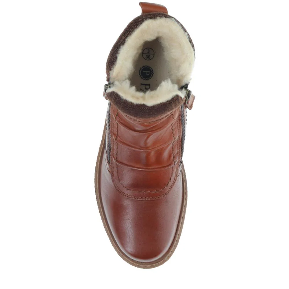 Faux-Fur-Lined Leather Boots - TEJ40007 / 326 419 - Tan - Image 5