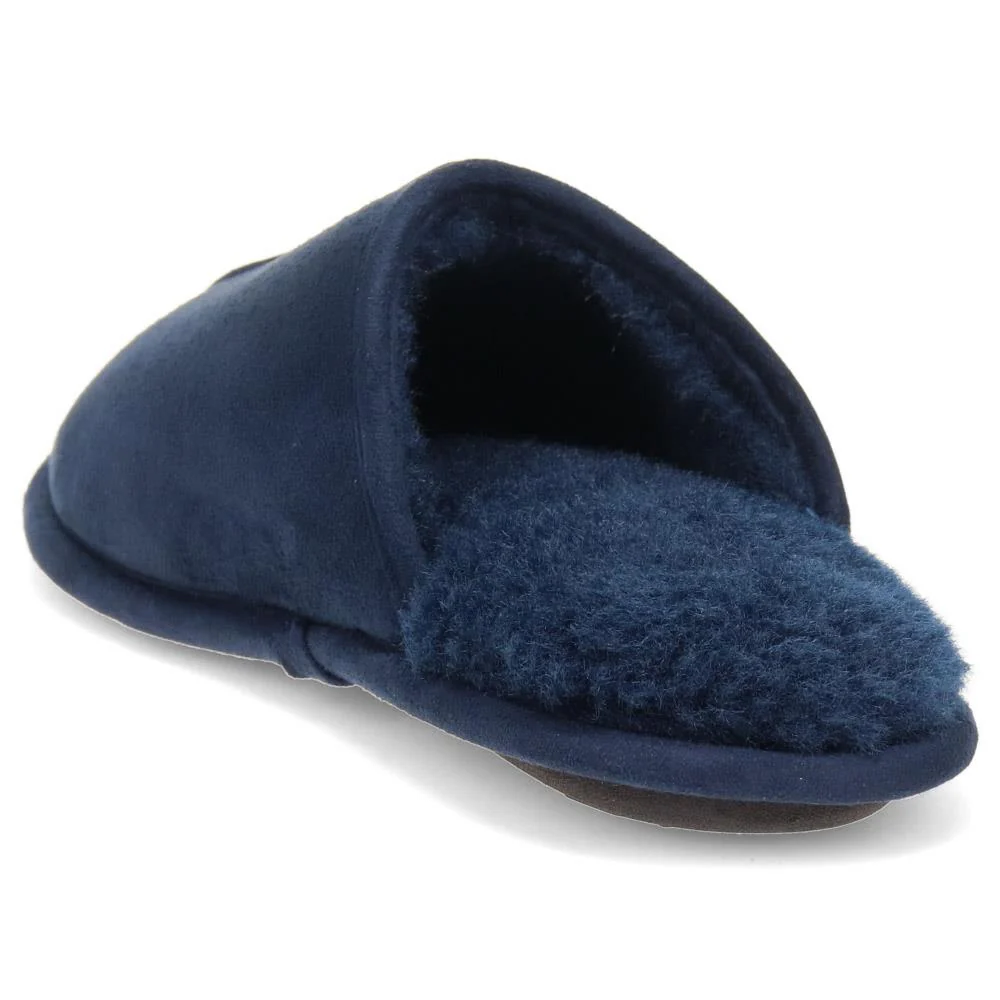 Faux-Fur-Lined Mule Slippers - QING40007 / 325 766 - Navy - Image 3