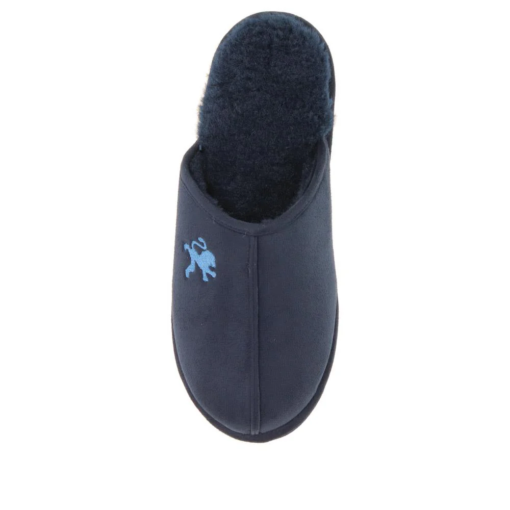 Faux-Fur-Lined Mule Slippers - QING40007 / 325 766 - Navy - Image 5
