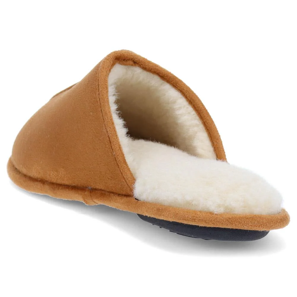 Faux-Fur-Lined Mule Slippers - QING40007 / 325 766 - Tan - Image 3