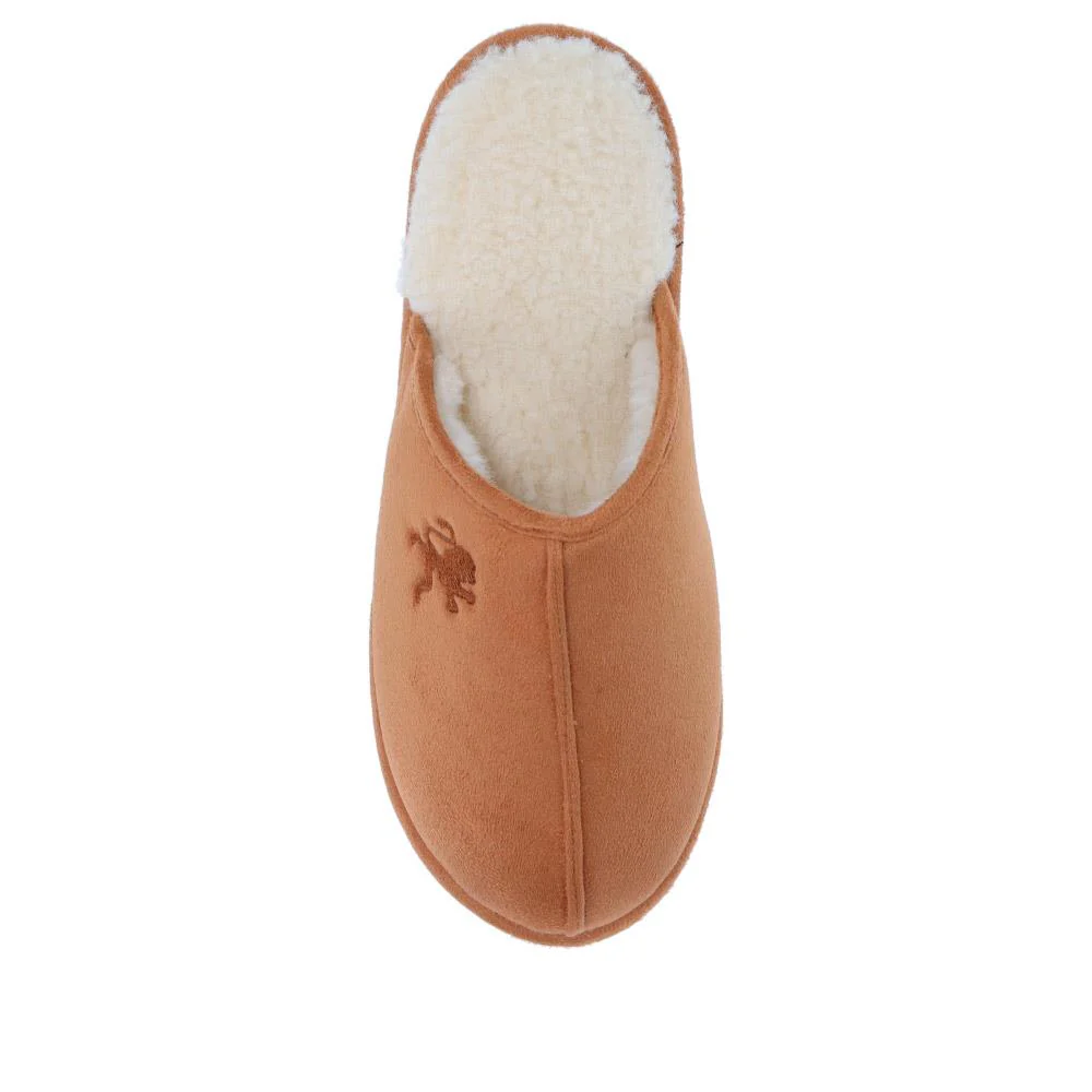 Faux-Fur-Lined Mule Slippers - QING40007 / 325 766 - Tan - Image 5
