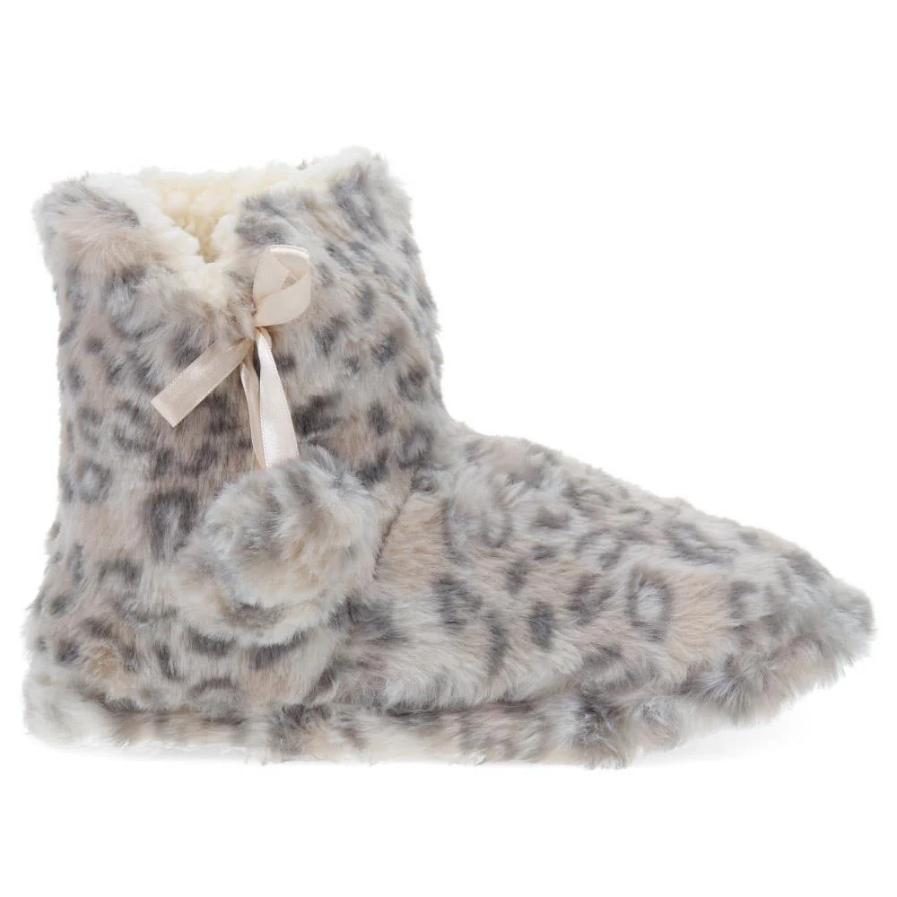Faux-Fur Slipper Booties - GALOP40005 / 326 025 - Grey Leopard - Image 3