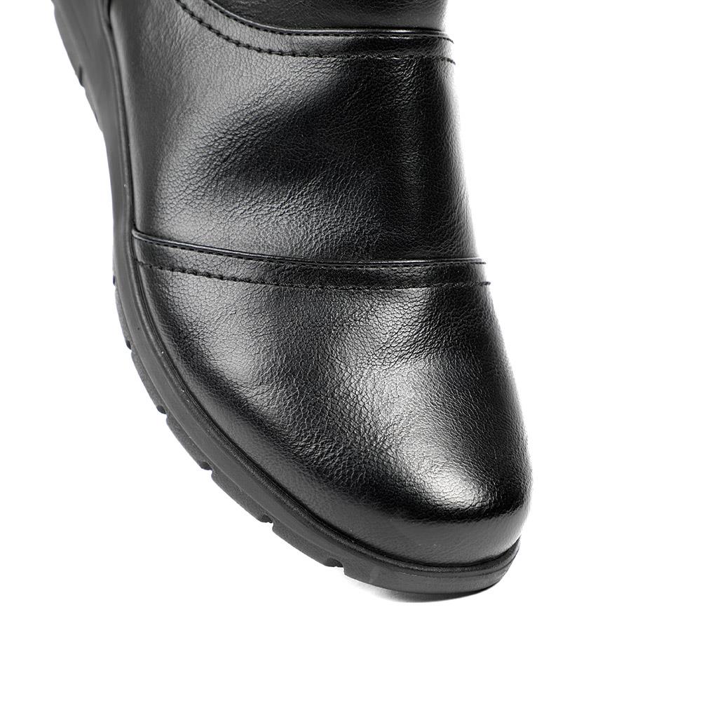 Wedge Heel Casual Zip Up Ankle Boots - WK42015 / 328 422 - Black - Image 6