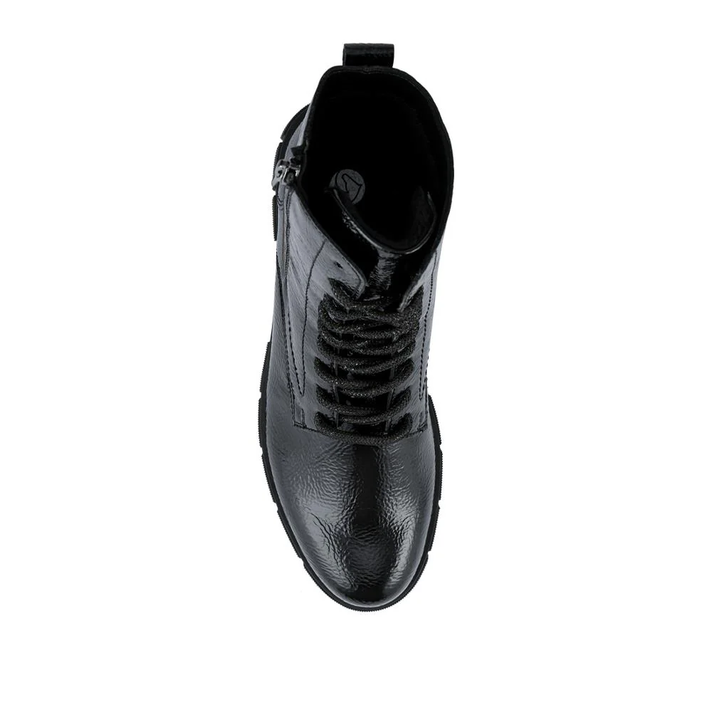Faux Leather Lace-Up Boots - DRS42510 / 327 732 - Black Patent - Image 4