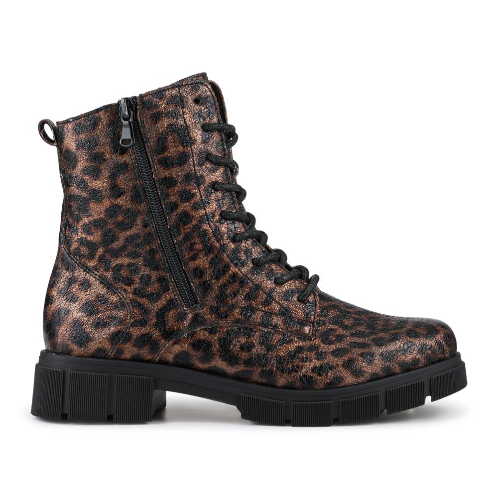 Faux Leather Lace-Up Boots - DRS42510 / 327 732 - Leopard - Image 2