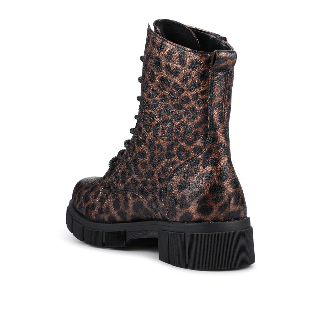 Faux Leather Lace-Up Boots - DRS42510 / 327 732 - Leopard - Image 3