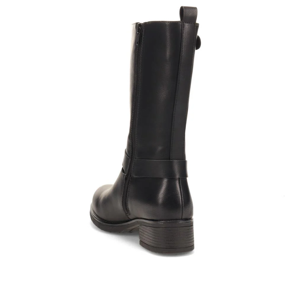 Faux-Leather Long Boots - SIN40007 / 325 989 - Black - Image 3