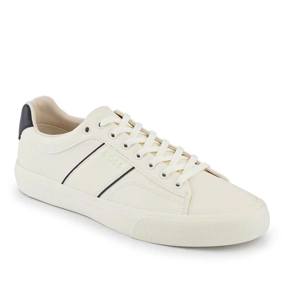 Faux-Leather Trainers - HUGO41503 / 327 623 - Cream