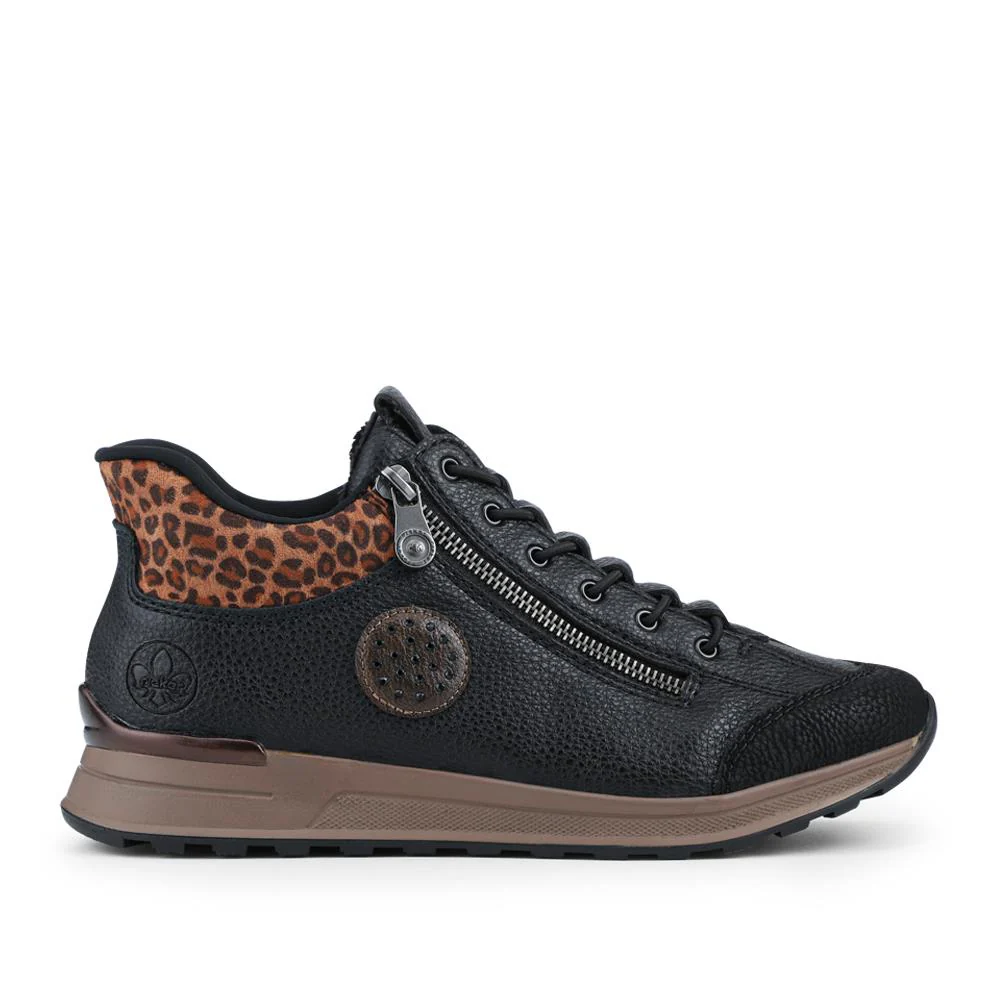 Faux Leather Zip-Up Trainers - RKR42513 / 327 799 - Black - Image 2