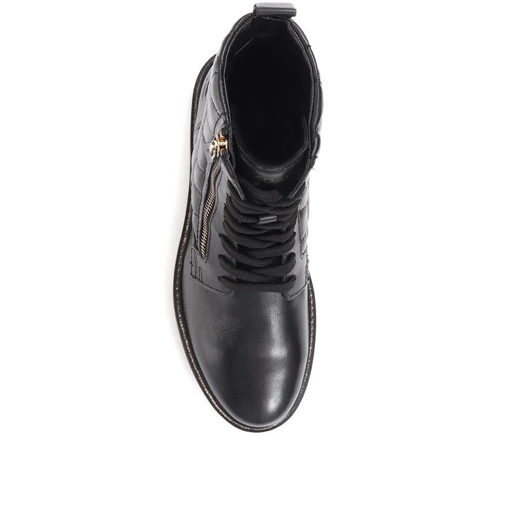 Fiona Lace-Up Leather Ankle Boots - BUG36518 / 322 875 - Black - Image 4