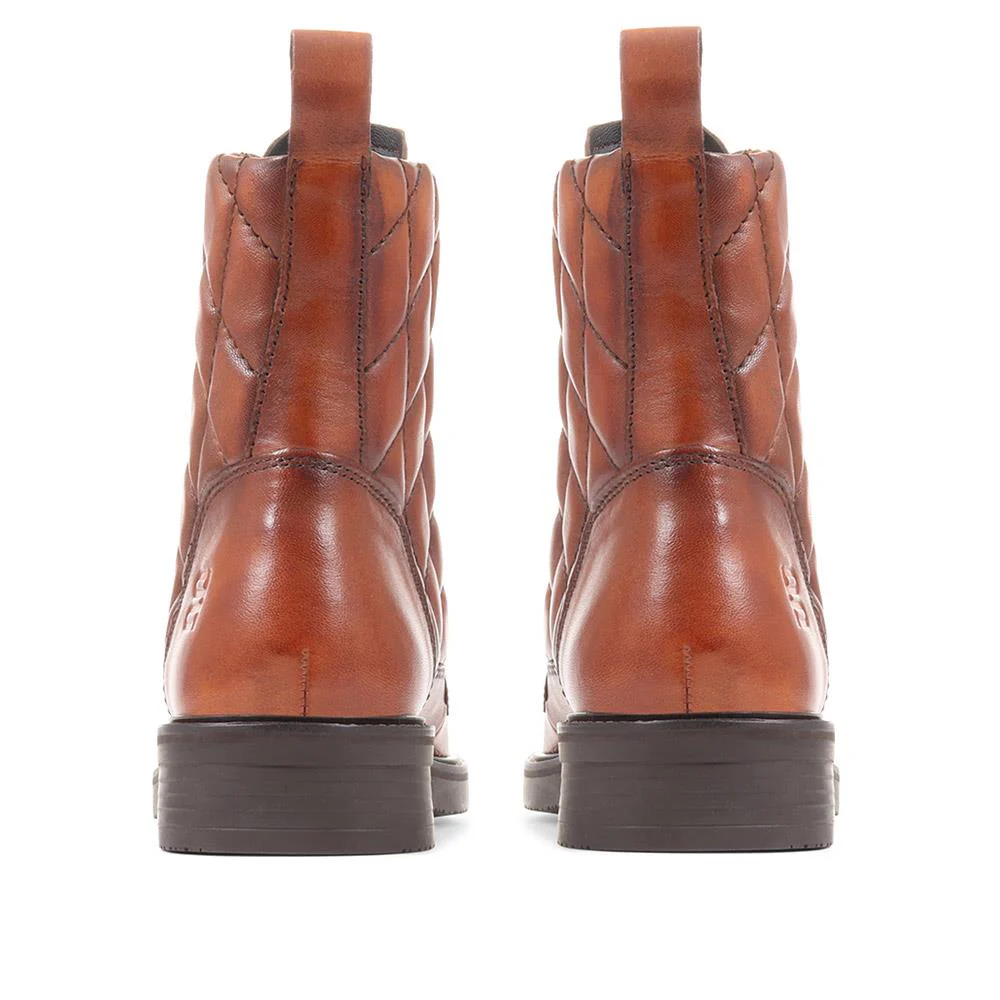 Fiona Lace-Up Leather Ankle Boots - BUG36518 / 322 875 - Cognac - Image 3