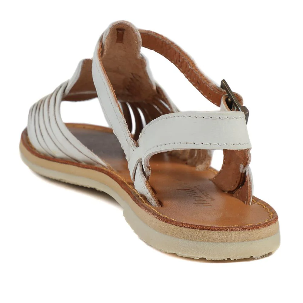 Flat Buckle Sandals - VAN37062 / 324 879 - White Leather - Image 3