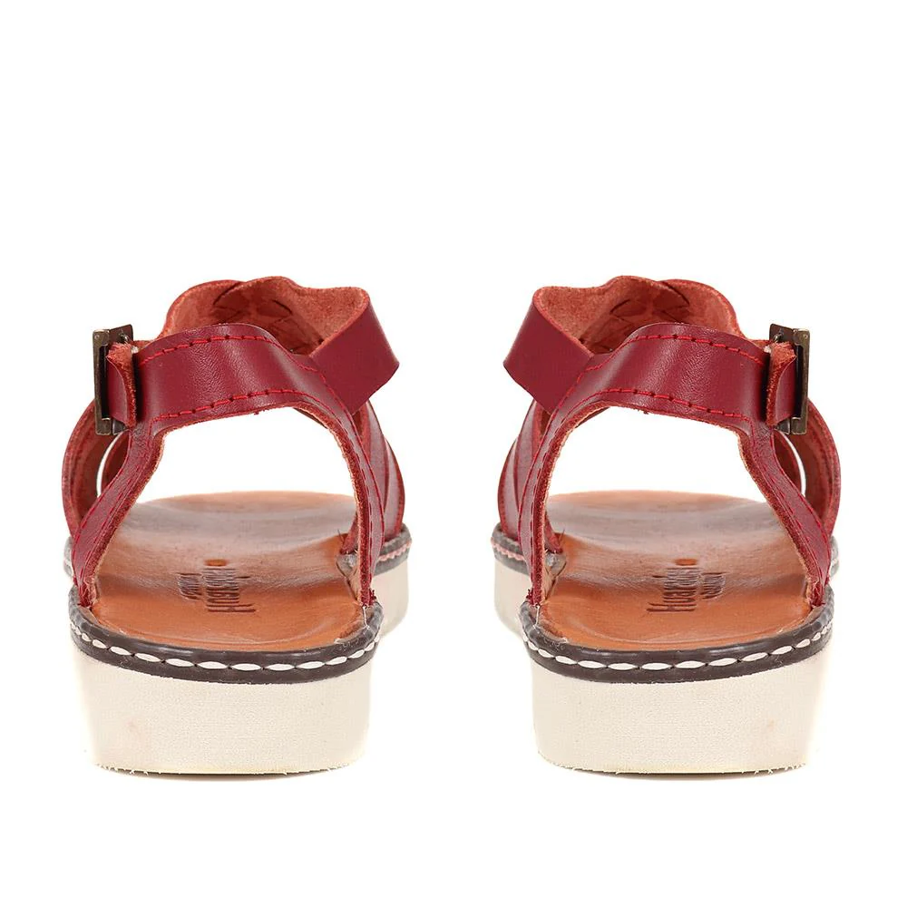 Flat Buckle Sandals - VAN37064 / 324 880 - Red - Image 3