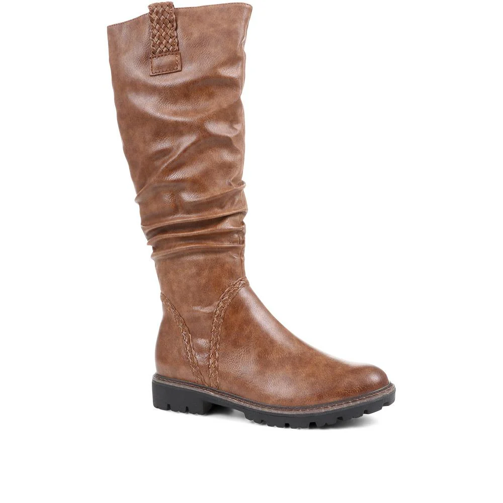Flat Knee High Boots - WEN34508 / 320 723 - Cognac
