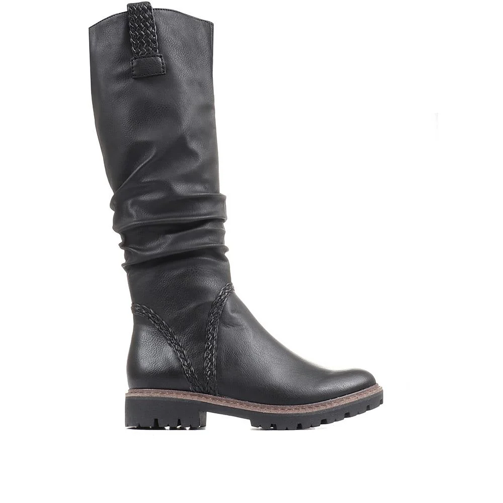 Flat Knee High Boots - WEN34508 / 320 723 - Black - Image 2