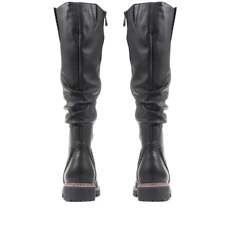 Flat Knee High Boots - WEN34508 / 320 723 - Black - Image 3