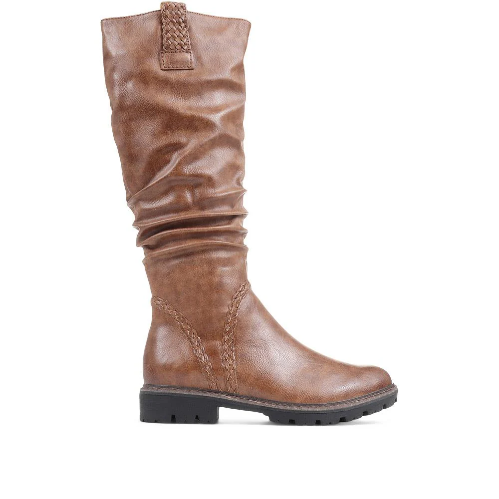 Flat Knee High Boots - WEN34508 / 320 723 - Cognac - Image 2
