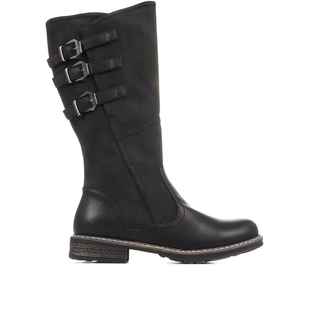 Flat Knee High Boots - WOIL36025 / 322 775 - Black - Image 2