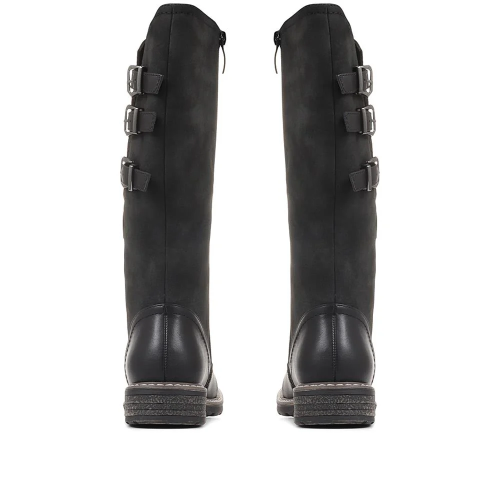 Flat Knee High Boots - WOIL36025 / 322 775 - Black - Image 3