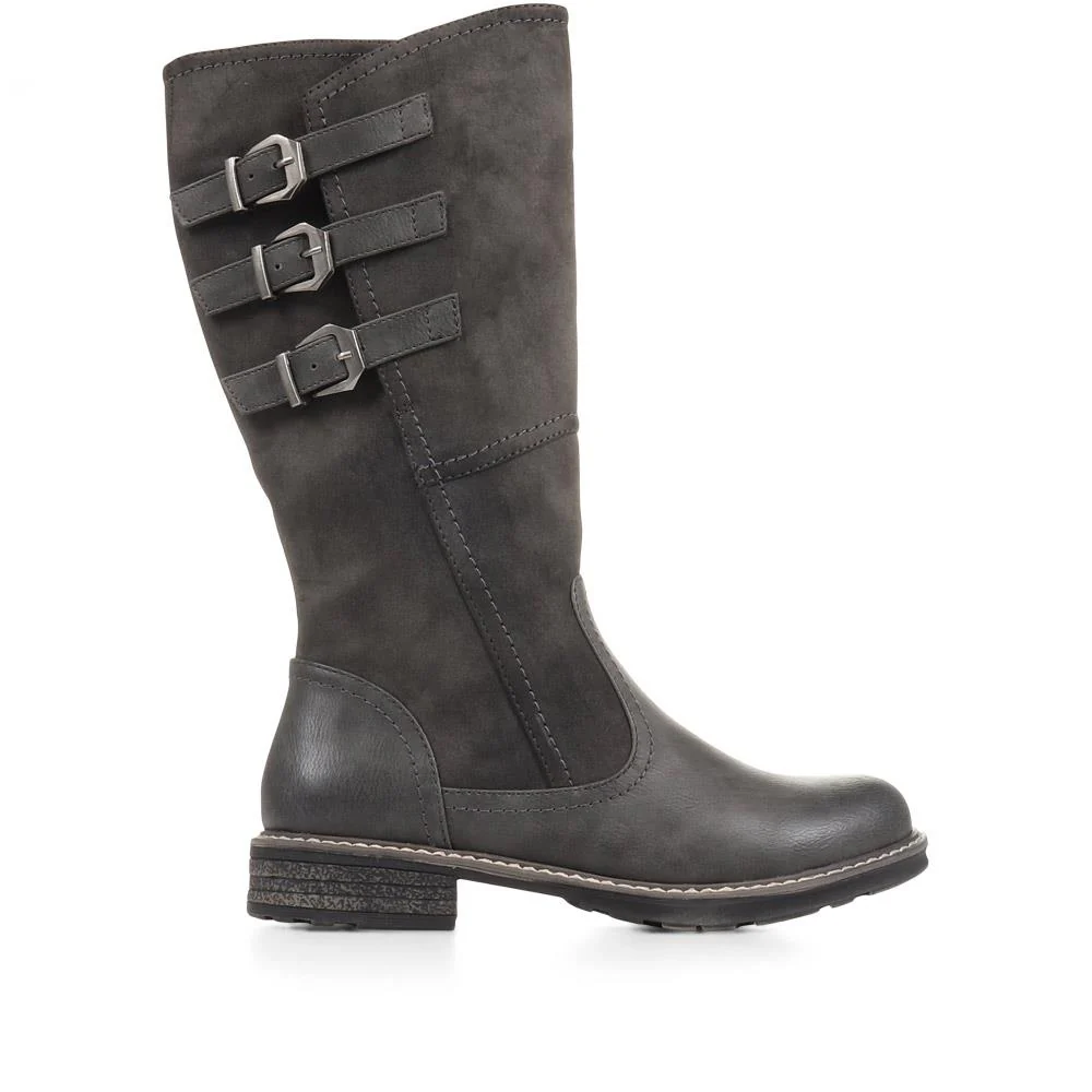 Flat Knee High Boots - WOIL36025 / 322 775 - Grey - Image 2