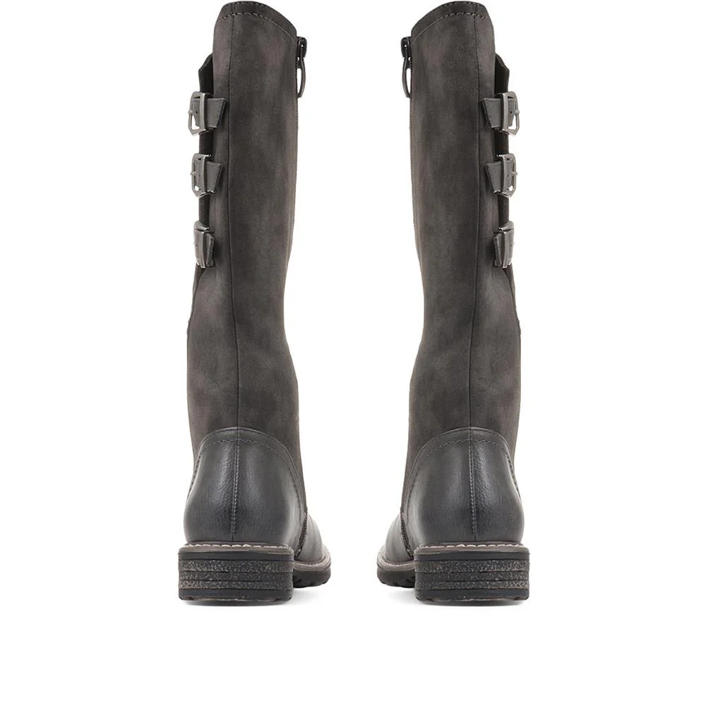 Flat Knee High Boots - WOIL36025 / 322 775 - Grey - Image 3