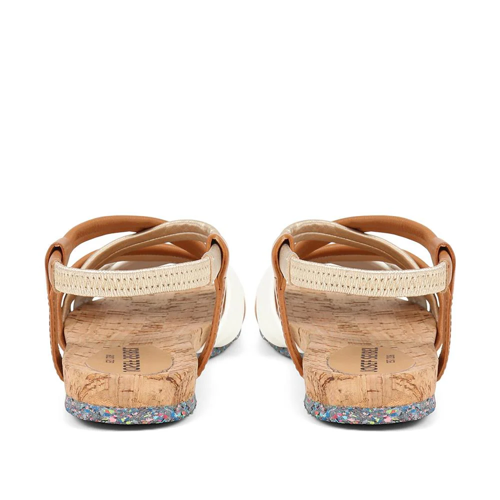Flat Leather Sandals - JOSEF37500 / 323 354 - Tan Multi - Image 3