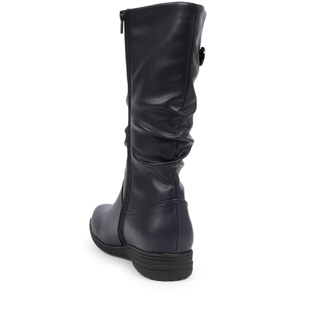 Flat Slouch Boots - WBINS40099 / 325 983 - Navy - Image 3