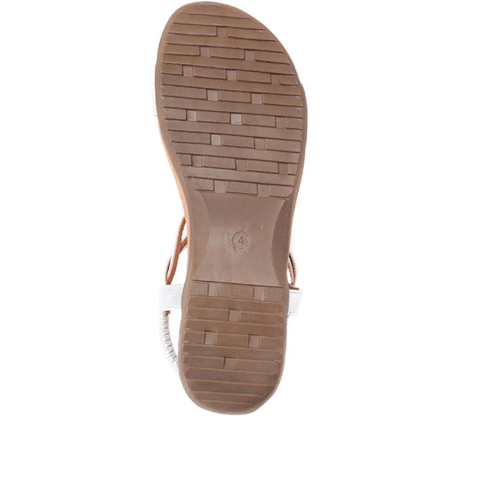 Flat Strappy Sandals - BAIZH29006 / 314 963 - White-Silver - Image 6
