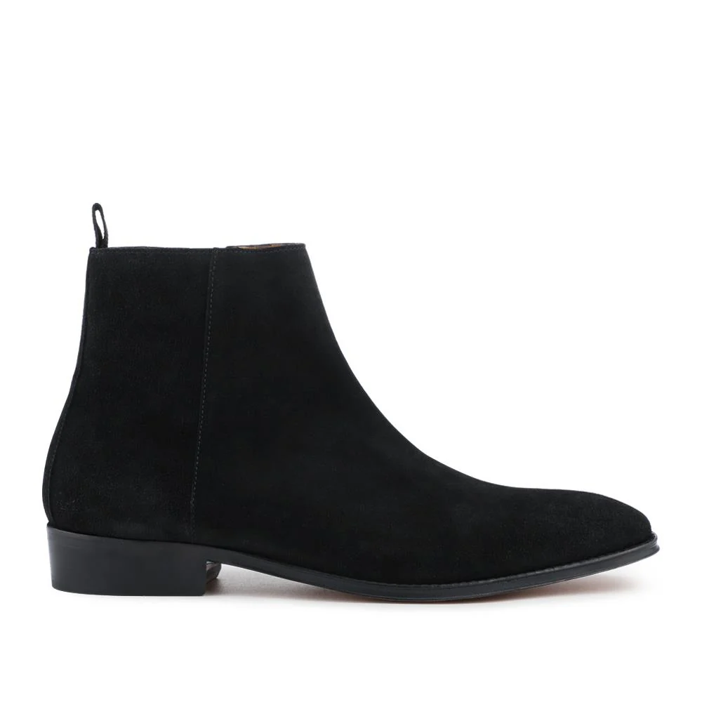 Flaxen Leather Ankle Boots - FLAXEN / 325 744 - Black Suede - Image 2