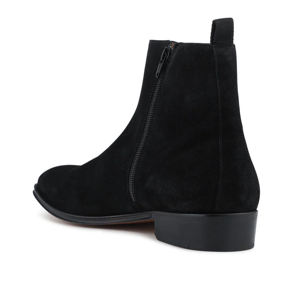 Flaxen Leather Ankle Boots - FLAXEN / 325 744 - Black Suede - Image 3